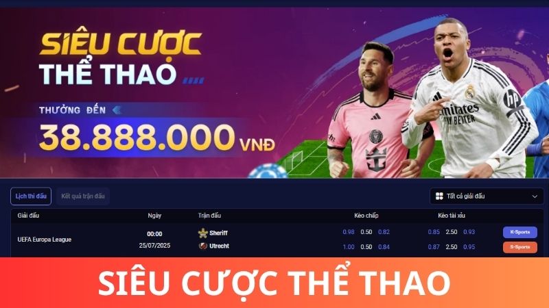 Siêu cược thể thao - Thưởng đến 38.888K