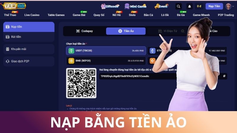 Ví tiền ảo - Nạp tiền Tin88 nhanh, hiện đại